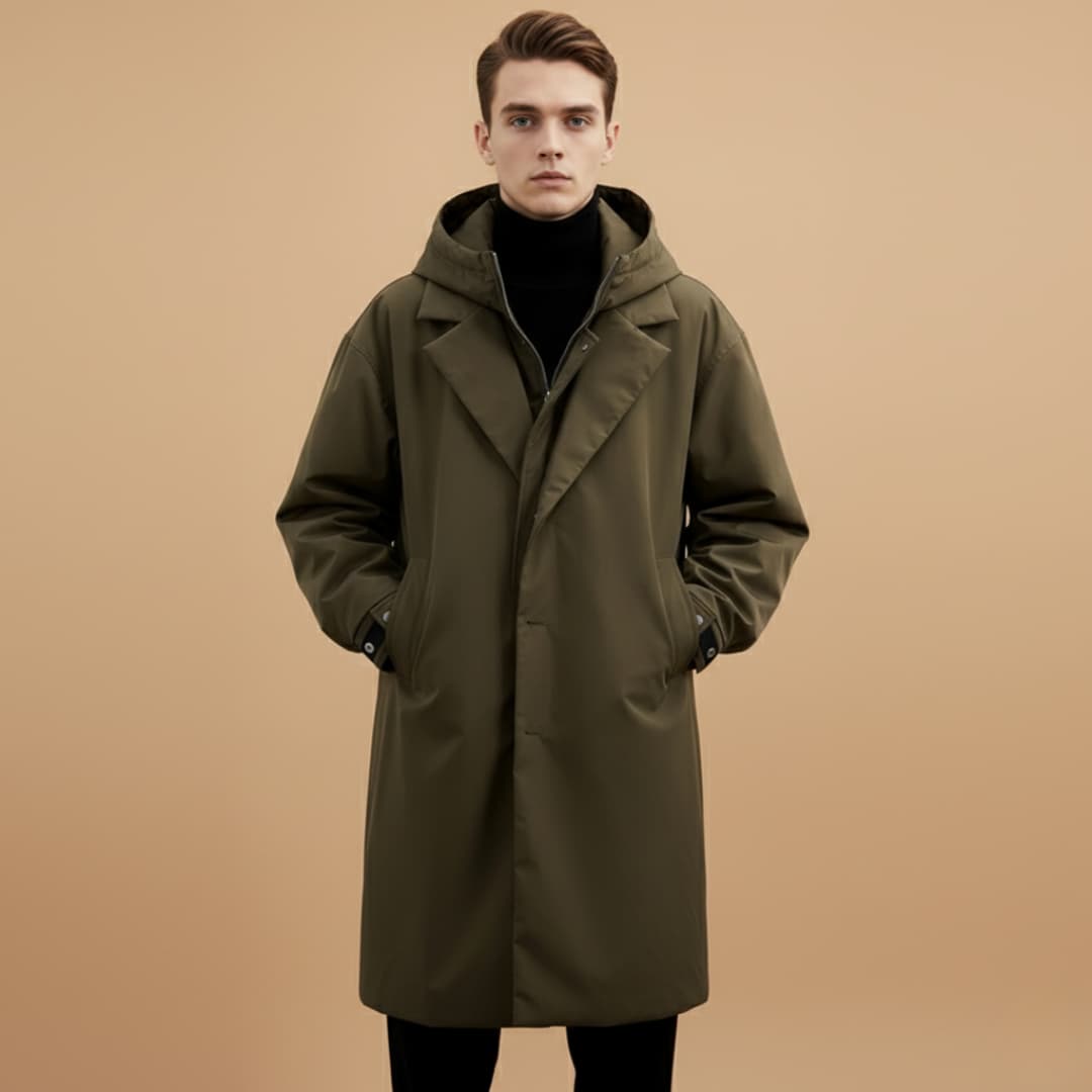 Men’s Raincoat with Adjustable Hood and Cuffs