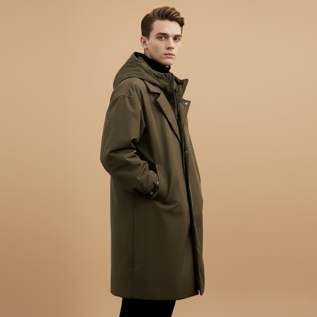 Men’s Raincoat with Adjustable Hood and Cuffs