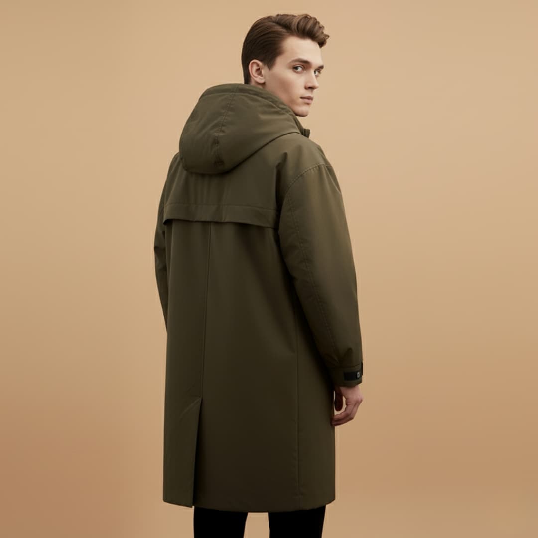 Men’s Raincoat with Adjustable Hood and Cuffs