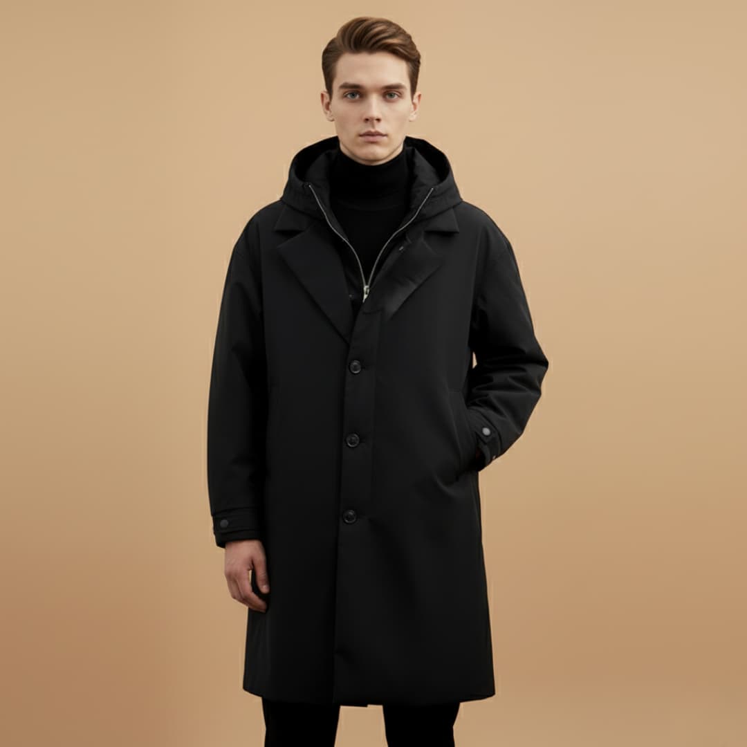 Men’s Raincoat with Adjustable Hood and Cuffs