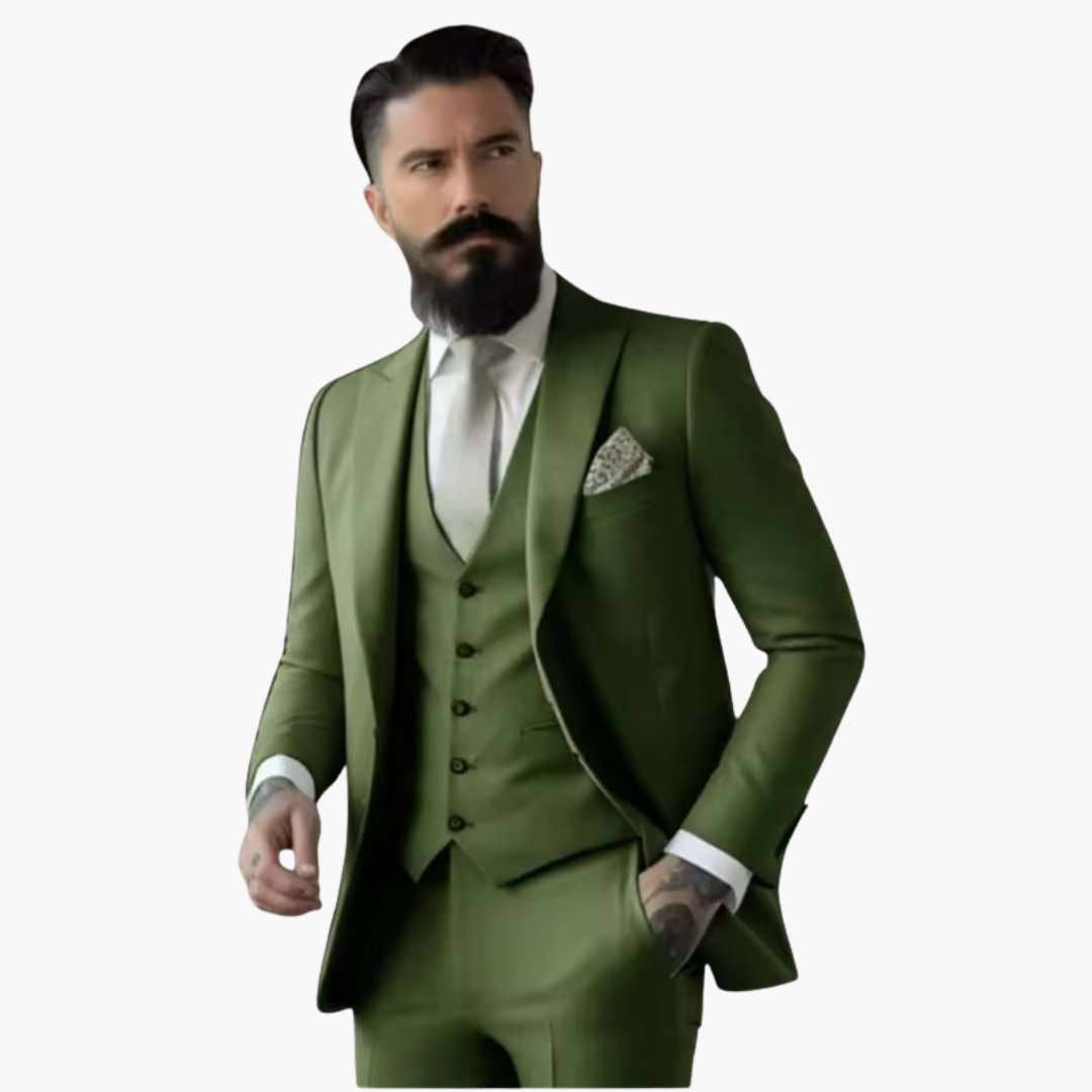 Men’s Suit with Notch Lapels and Slim Fit