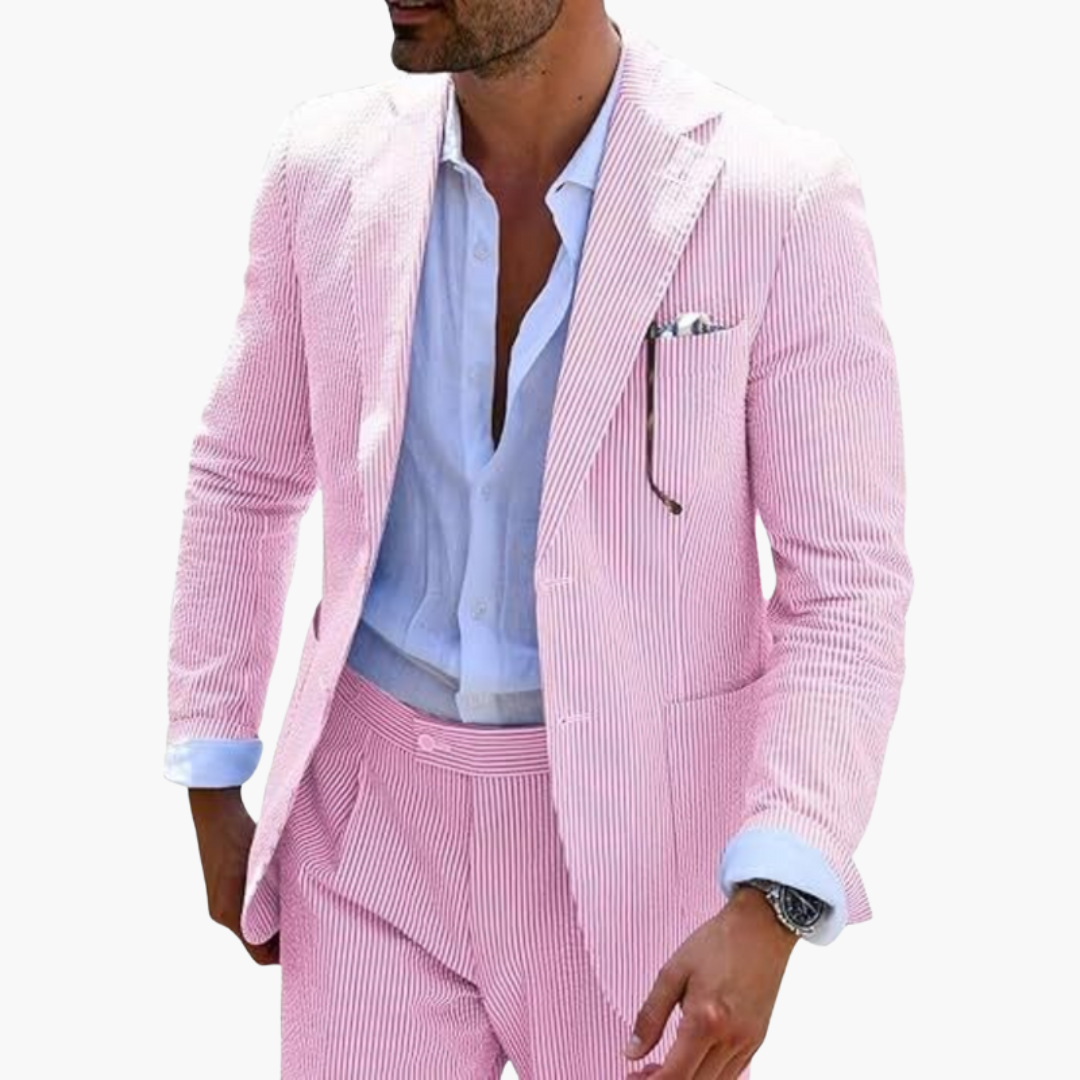 Men’s Two-Piece Suit with Textured Finish and Notch Lapels