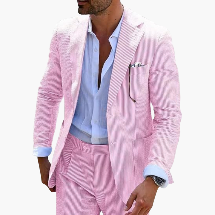 Men’s Two-Piece Suit with Textured Finish and Notch Lapels