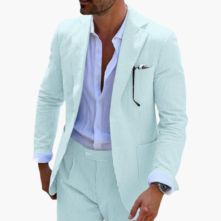 Men’s Two-Piece Suit with Textured Finish and Notch Lapels