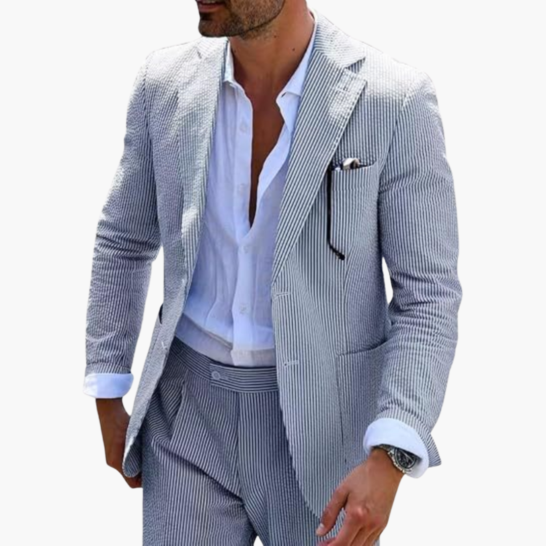 Men’s Two-Piece Suit with Textured Finish and Notch Lapels