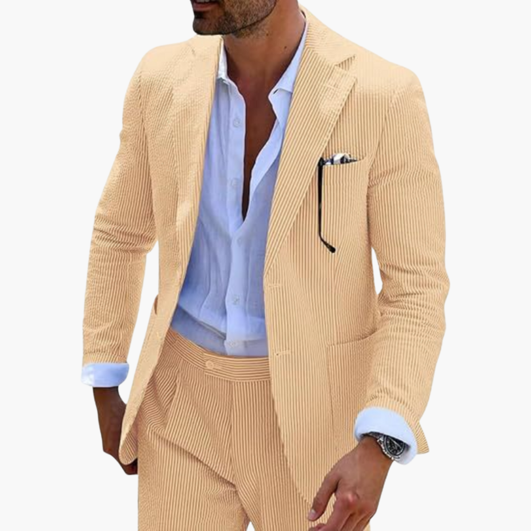 Men’s Two-Piece Suit with Textured Finish and Notch Lapels