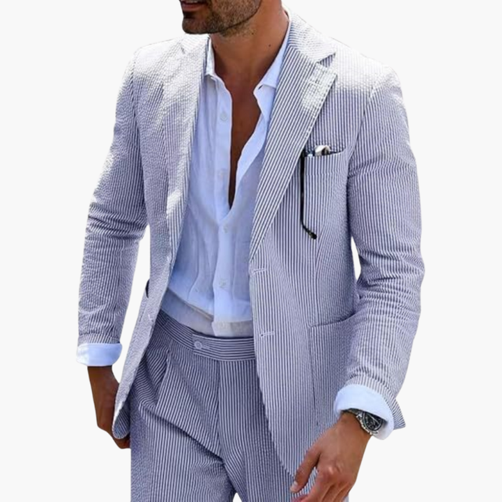Men’s Two-Piece Suit with Textured Finish and Notch Lapels