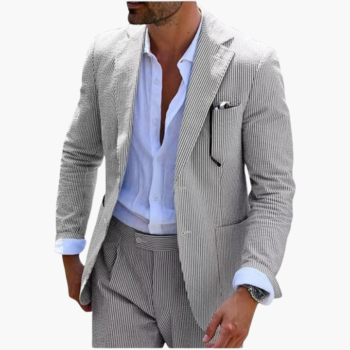 Men’s Two-Piece Suit with Textured Finish and Notch Lapels