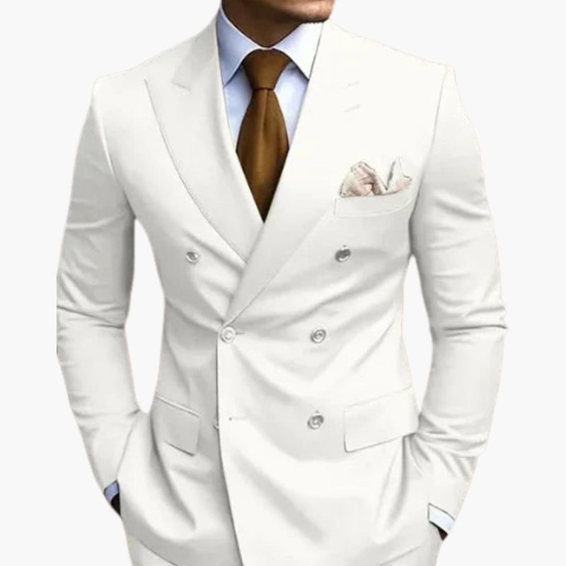 Men’s Two-Row Button Suit with Peak Lapels and Slim Fit