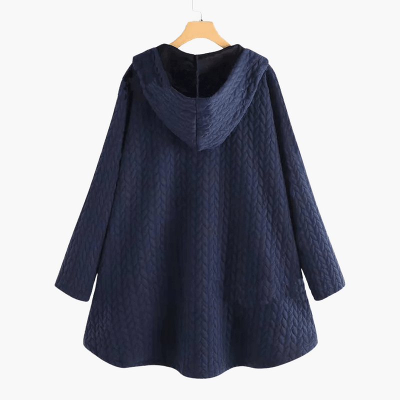 Women’s Hooded Quilted Coat with Button Closure and Side Pockets