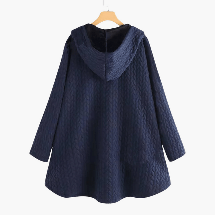 Women’s Hooded Quilted Coat with Button Closure and Side Pockets