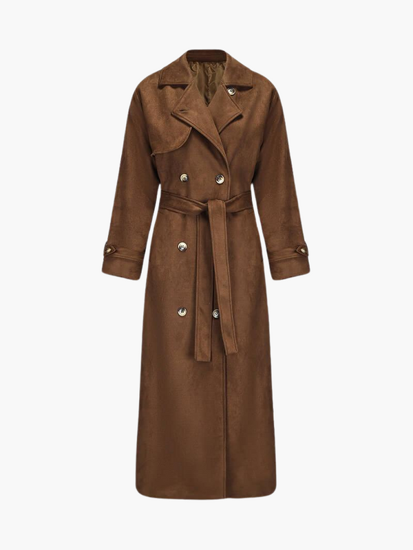 Women’s Long Trench Coat with Waist Belt
