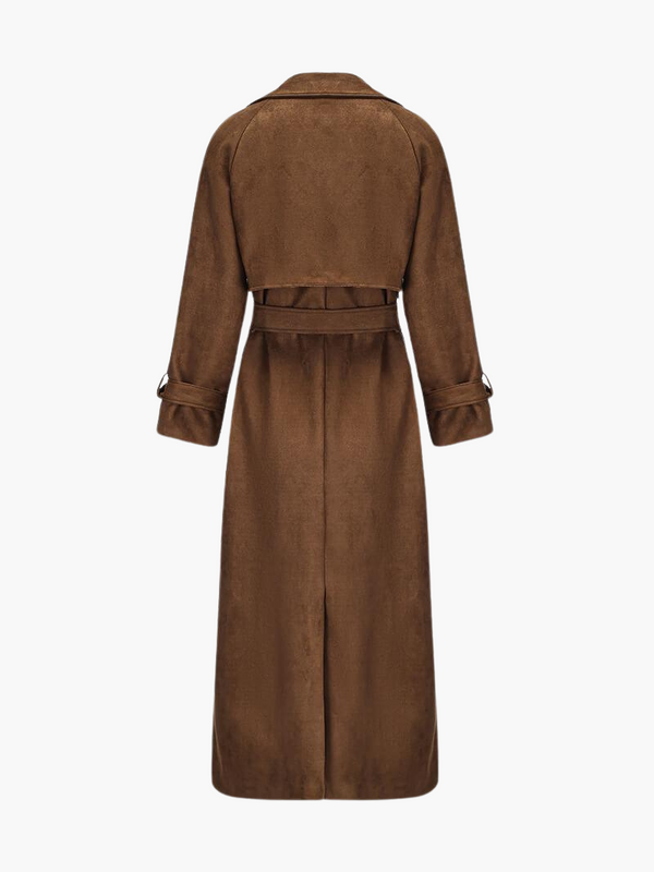 Women’s Long Trench Coat with Waist Belt