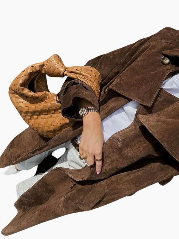 Women’s Long Trench Coat with Waist Belt