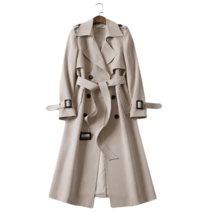Women’s Trench Coat with Belted Waist and Button Closure