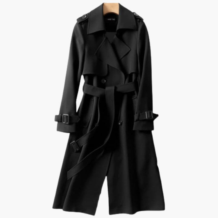 Women’s Trench Coat with Belted Waist and Button Closure