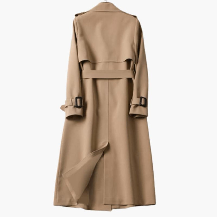 Women’s Trench Coat with Belted Waist and Button Closure