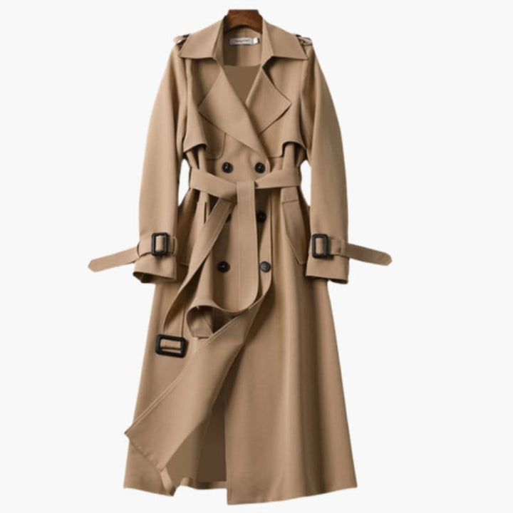 Women’s Trench Coat with Belted Waist and Button Closure